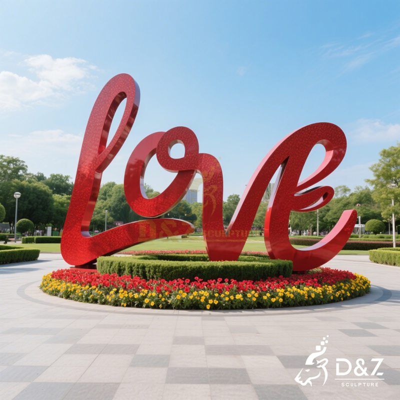 Big Metal Red Love Sculpture | Alphabet Art for Sale DZJ-185