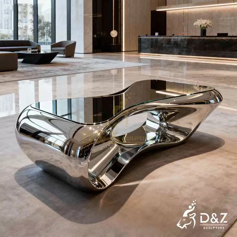 Custom Modern Abstract Silver Metal Coffee Table DZJ-194
