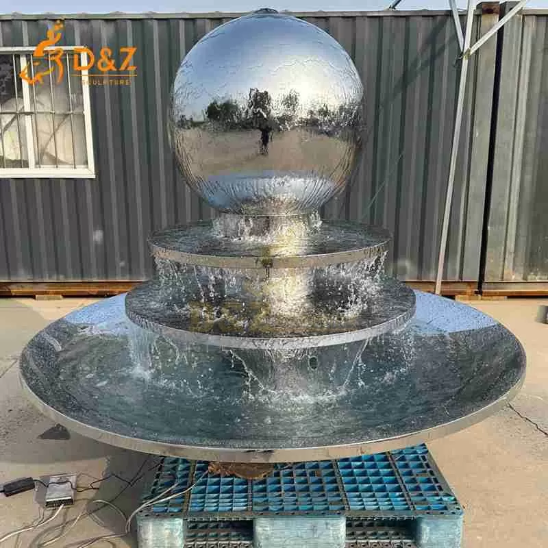 Large Outdoor Modern Stainless Steel Sphere Fountain DZJ-196