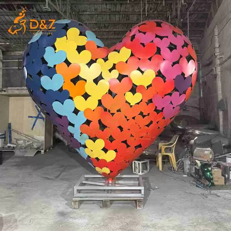 Large Outdoor Metal Colorful Heart Sculpture for Sale DZJ-197