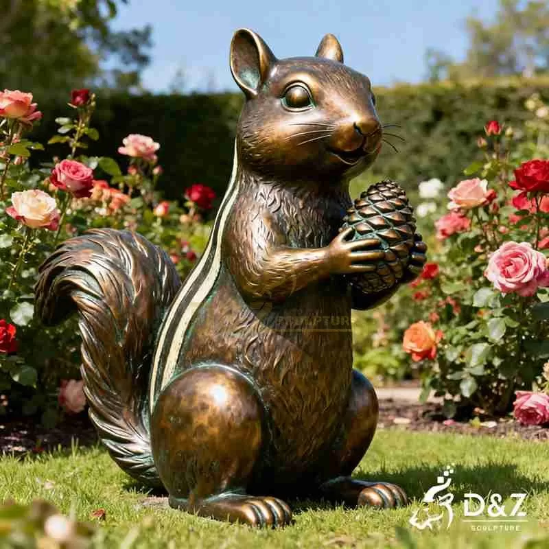 Large Outdoor Bronze Chipmunk Garden Statue for Sale DZJ-203