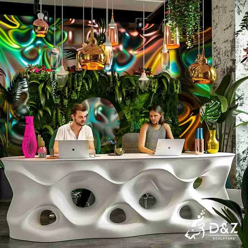 Modern White Metal Long Hotel Reception Table for Sale DZJ-212