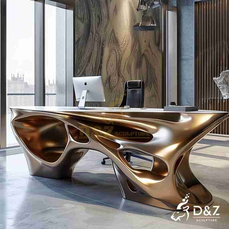 Custom Large Modern Bronze Fluid Art Table DZJ-213