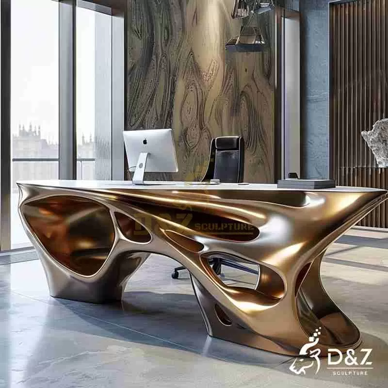 Custom Large Modern Bronze Fluid Art Table DZJ-213