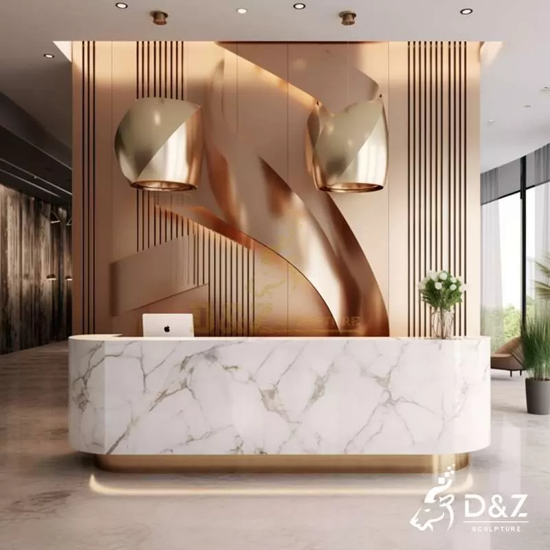 Large Modern White Marble Reception Desk for Sale DZJ-214