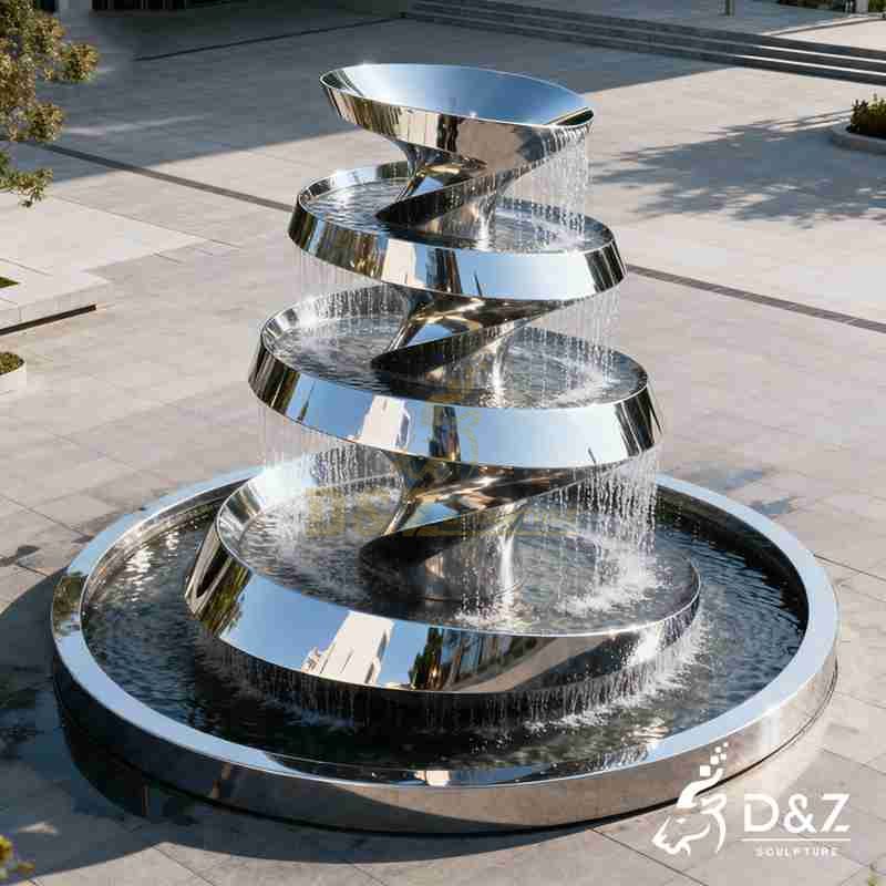 Large Modern Metal Spiral Fountain for Outdoor DZJ-221