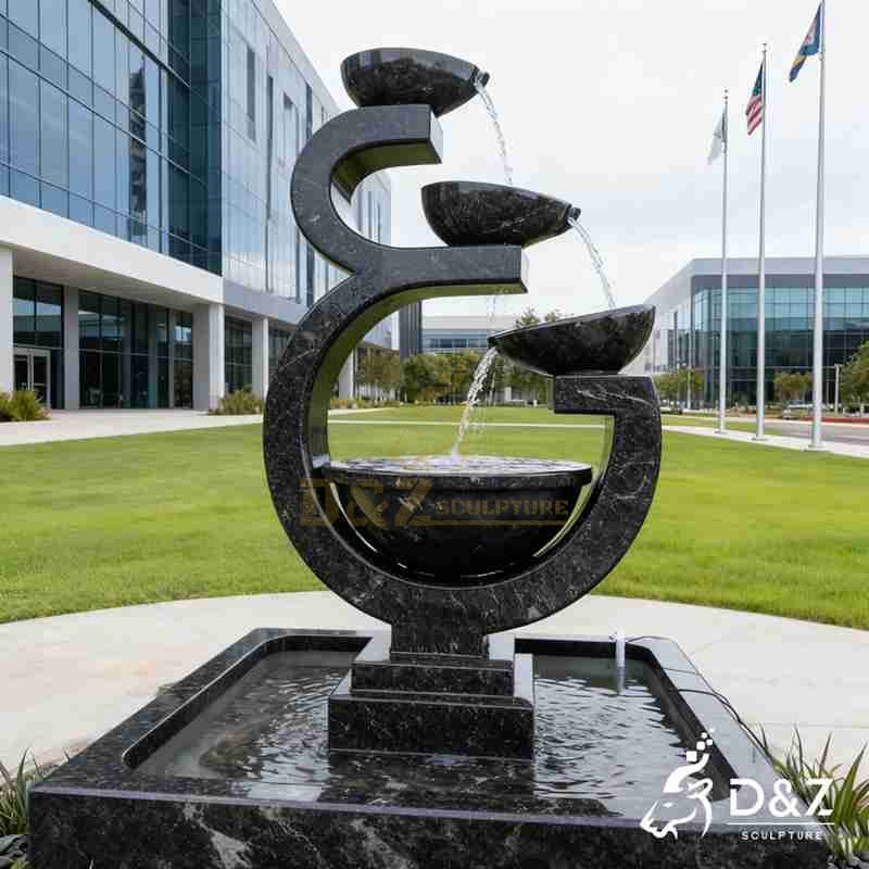 Large Modern Black Marble Multi Level Fountains for Sale DZJ-222