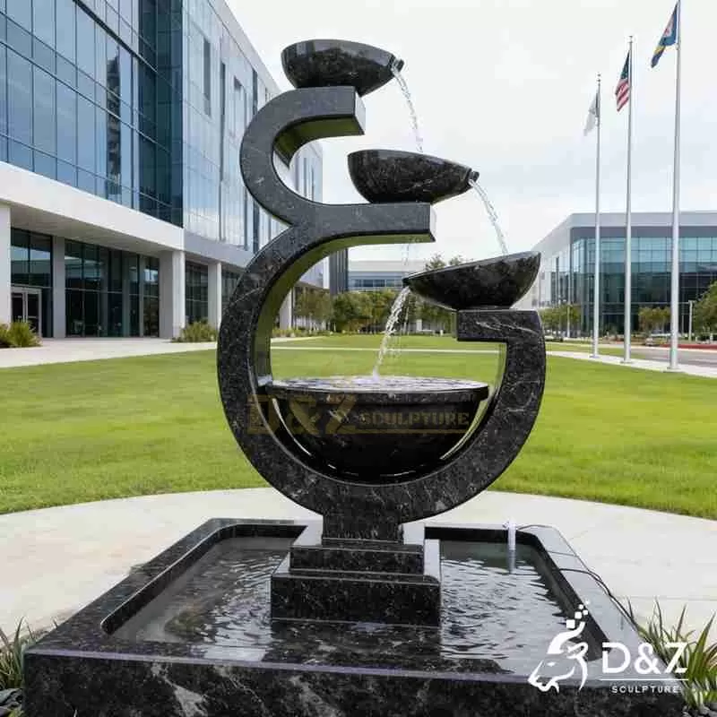 Large Modern Black Marble Multi Level Fountains for Sale DZJ-222