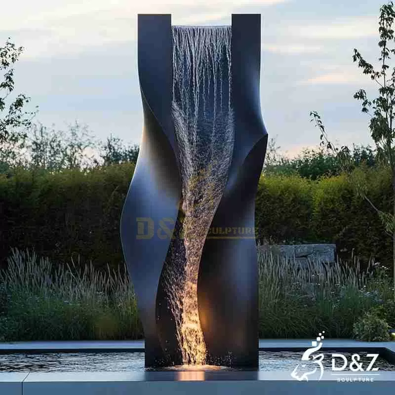 Large Outdoor Modern Balck Metal Wall Fountain for Sale DZJ-223