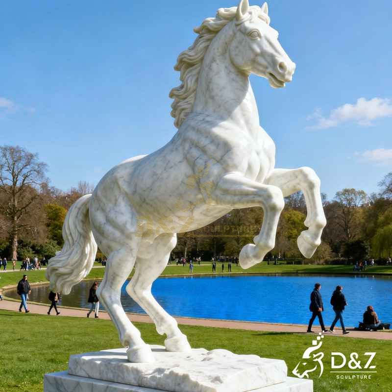 large rearing horse statue
