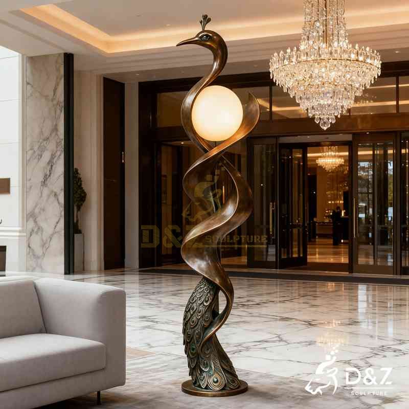 art deco peacock floor lamp