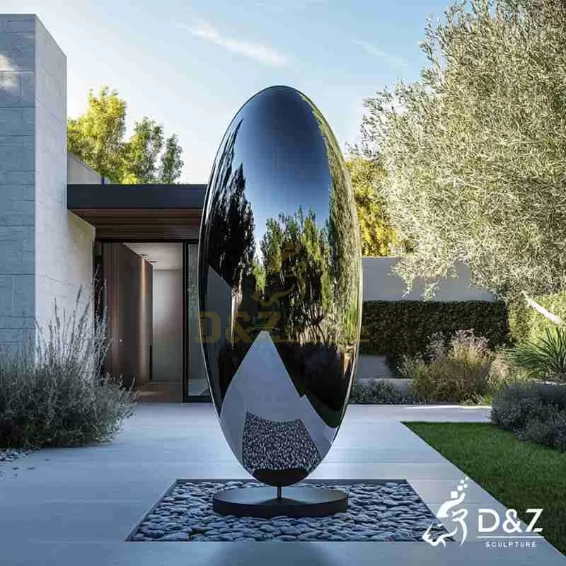 Large Modern Metal Black Oval Sculpture for Sale DZJ-235