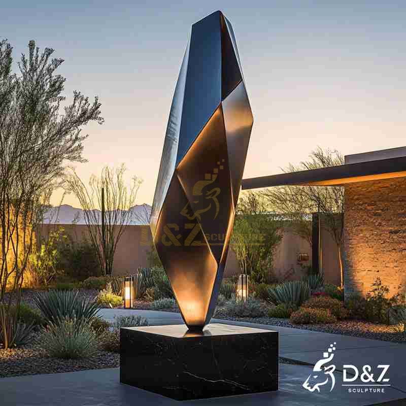 Modern Abstract Black Metal Diamond Sculpture for Sale DZJ-236