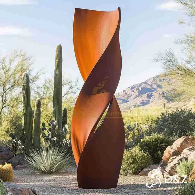 Modern Abstract Corten Steel Twisted Sculpture for Sale DZJ-243