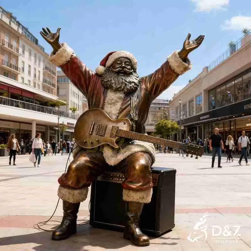 Large Outdoor Jolly Bronze Santa Claus Statue for Sale DZJ-246