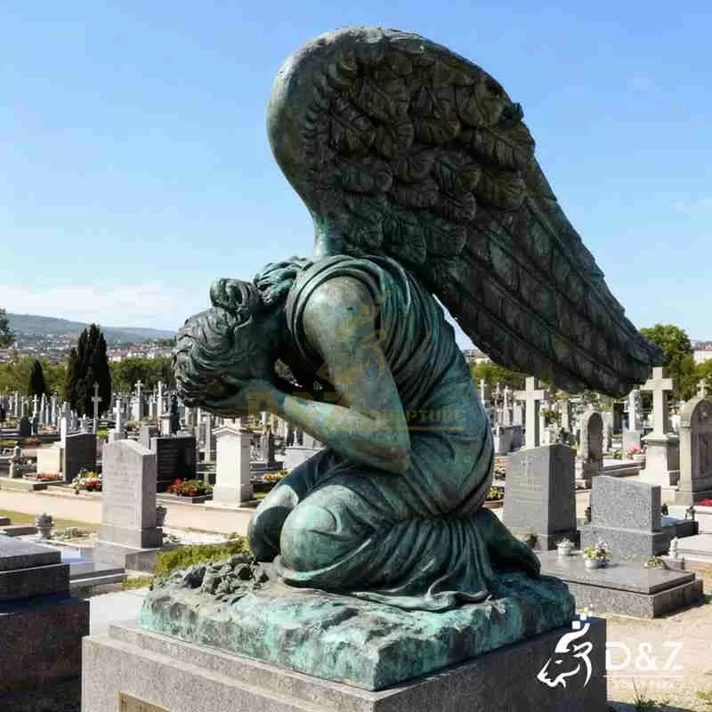 Large Bronze Weeping Angel Cemetery Statue for Sale DZJ-254