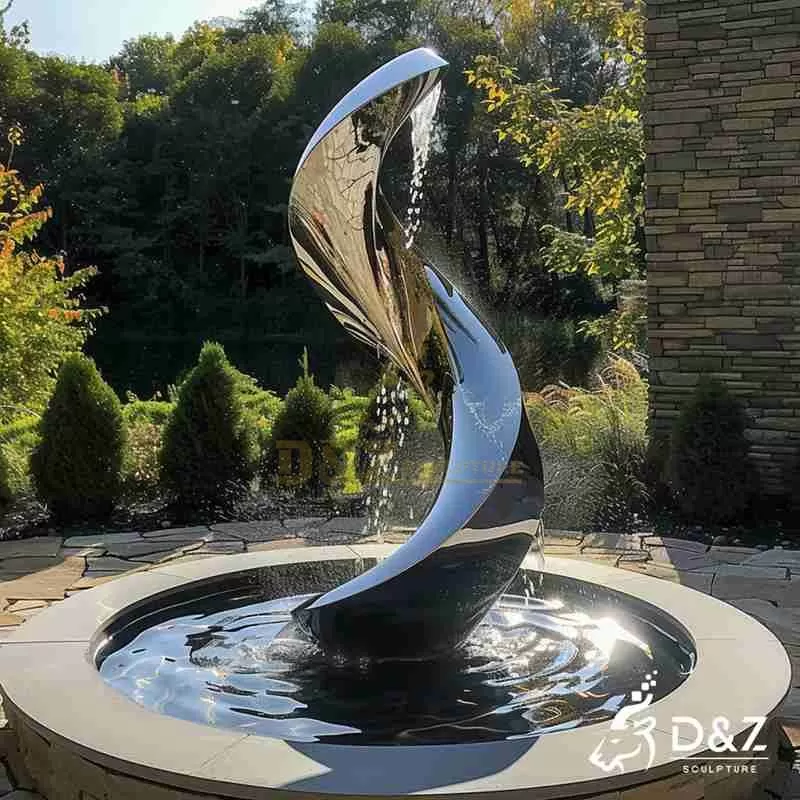Modern Twisted Metal Abstract Fountain for Outdoor DZJ-255