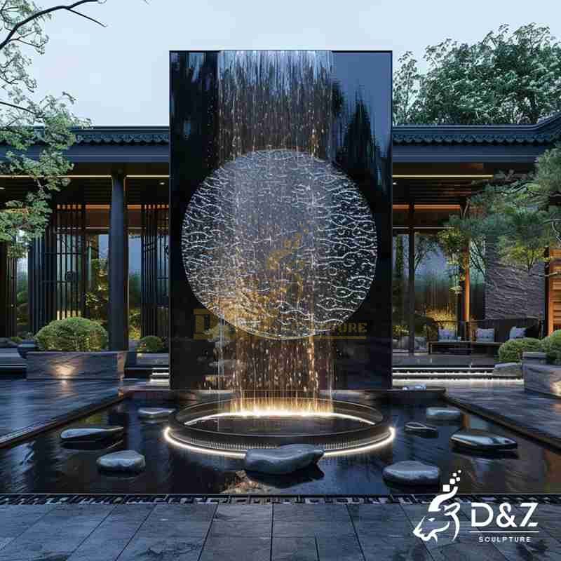 Large Modern Black Metal Wall Fountain for Sale DZJ-258