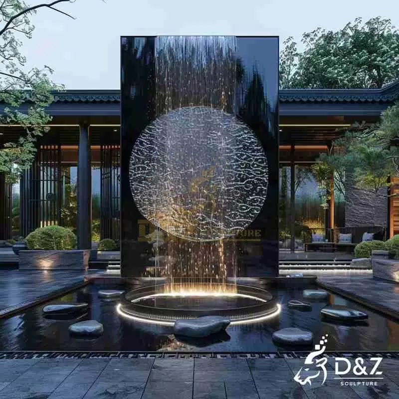 Large Modern Black Metal Wall Fountain for Sale DZJ-258