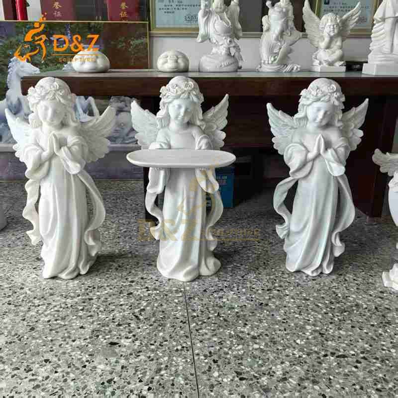 Outdoor White Marble Little Angel Statues for Sale DZJ-263