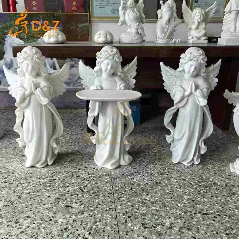 Outdoor White Marble Little Angel Statues for Sale DZJ-263