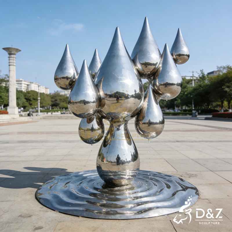 Modern Geometric Metal Water Droplets Sculpture DZJ-266