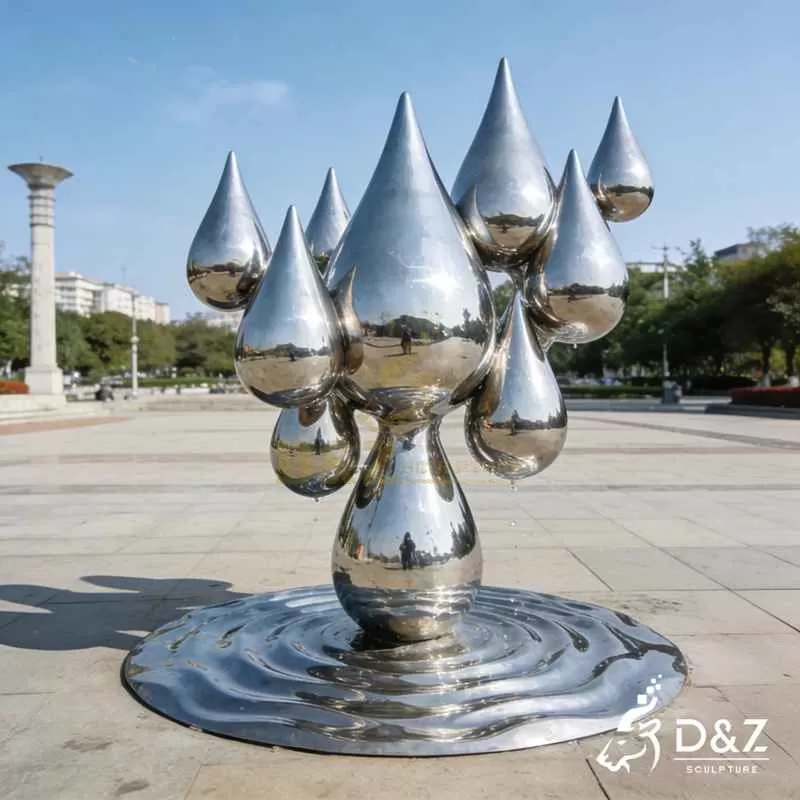 Modern Geometric Metal Water Droplets Sculpture DZJ-266