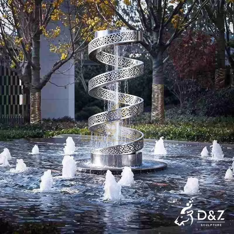 Outdoor Modern Metal Spiral Fountain for Sale DZJ-269