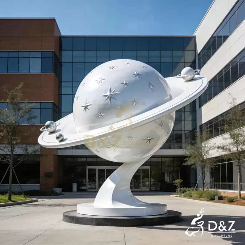 Large Outdoor White Metal Sphere Sculpture for Garden DZJ-272