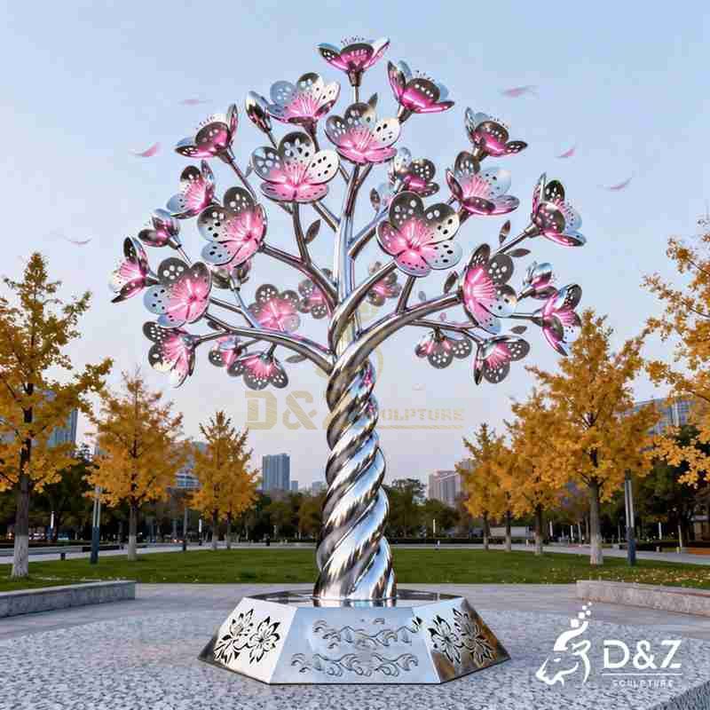 outdoor metal tree sculpture