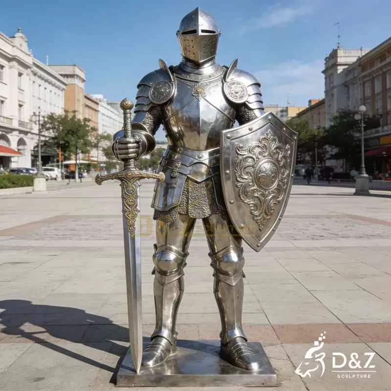 Large Metal Medieval Armored Knight Sculpture DZJ-276