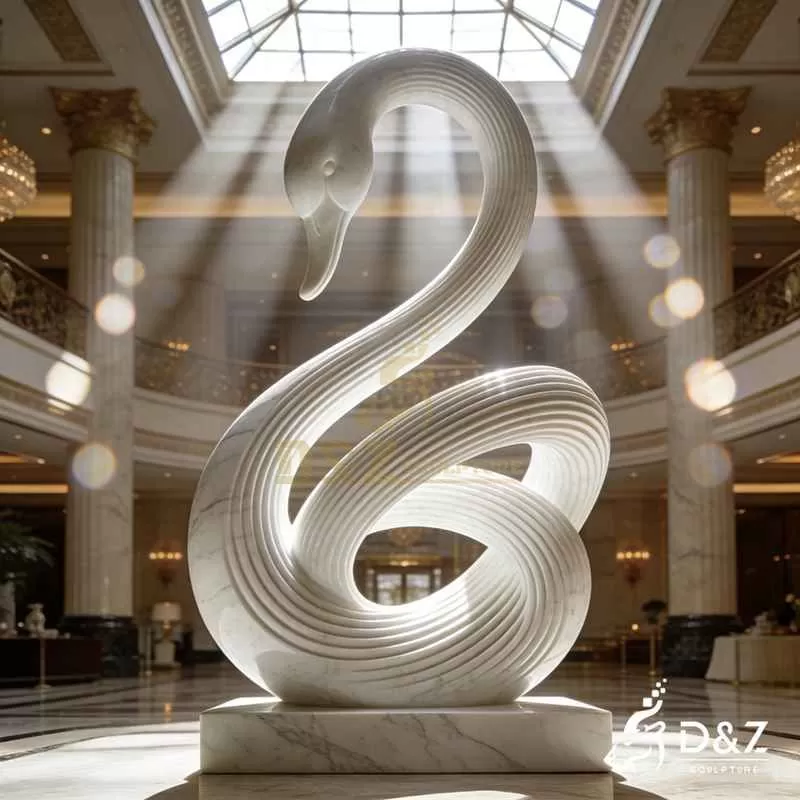 Large Abstract White Marble Swan Statue for Sale DZJ-278