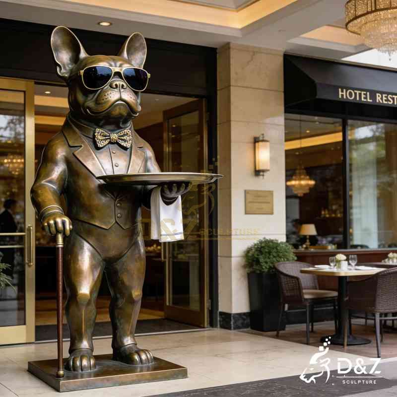 dog butler statue