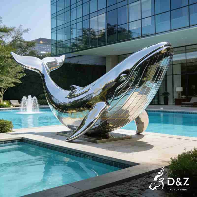 Large Outdoor Metal Whale Sculpture for Sale DZJ-281