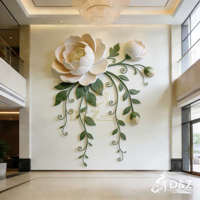 white flower wall sculpture