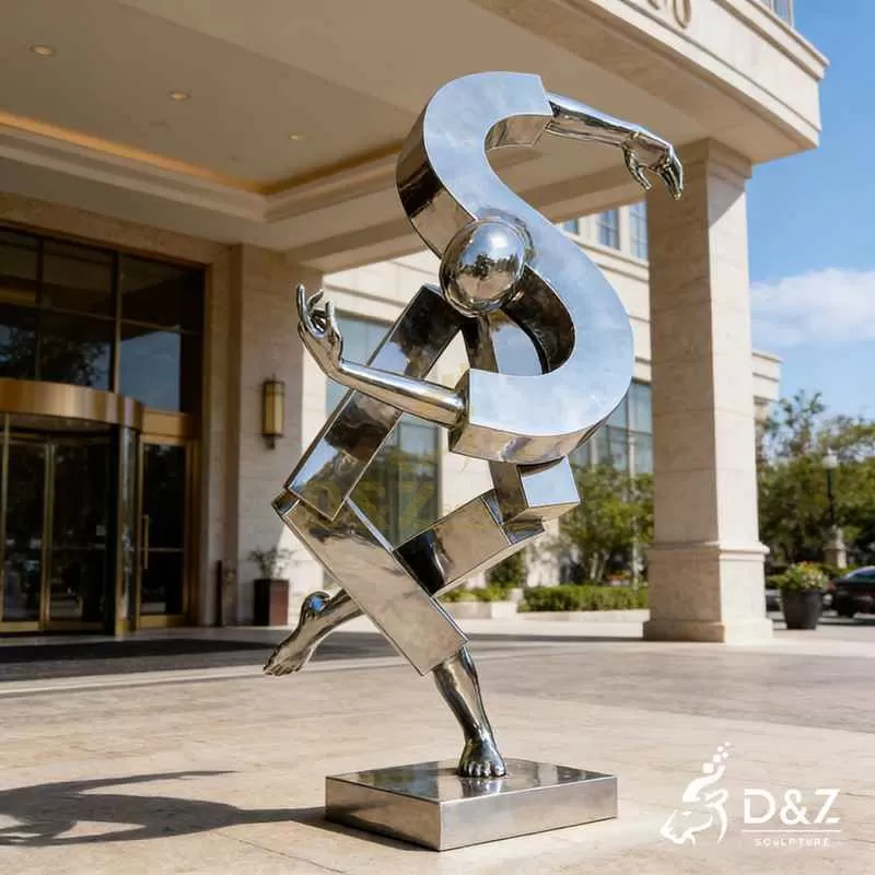 Large Modern Geometry Abstract Metal Human Sculpture DZJ-283