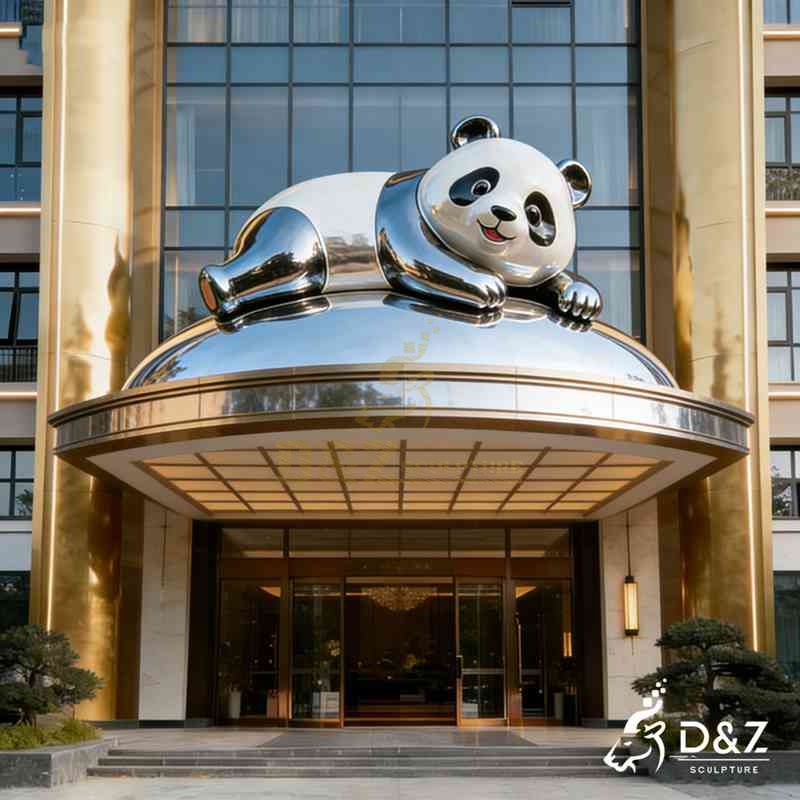 Creative Metal Panda Sculpture | Modern Animal Art DZJ-286