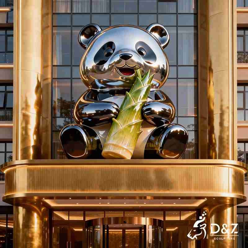 metal panda sculpture