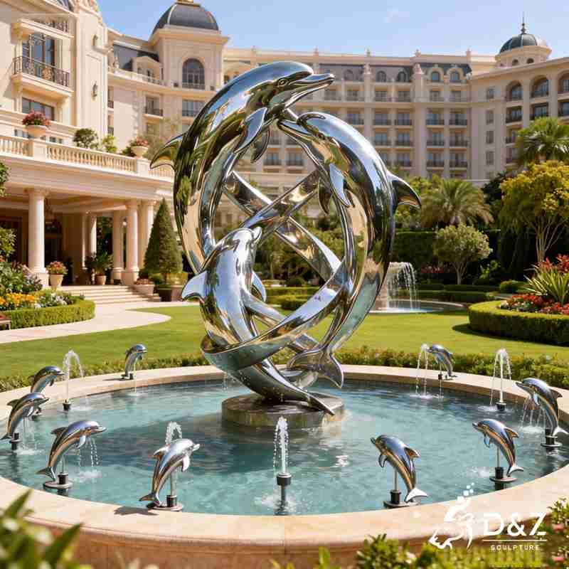 outdoor dolphin sculpture