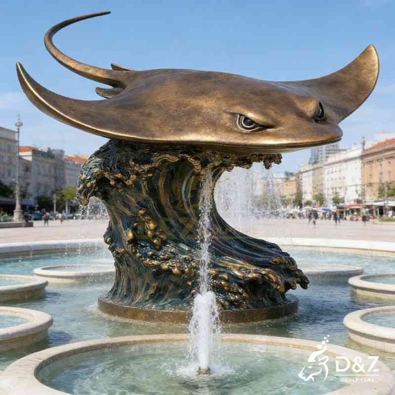 Large Bronze Stingray Statue | Marine Life Art Decor DZJ-289
