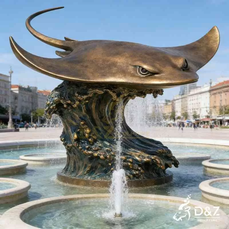 Large Bronze Stingray Statue | Marine Life Art Decor DZJ-289