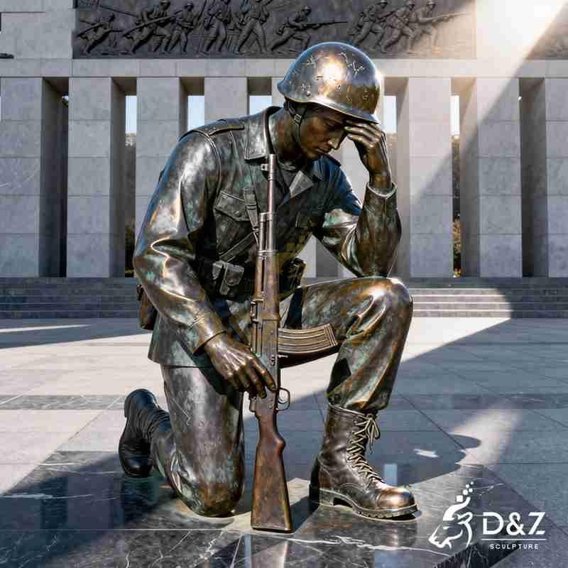 kneeling soldier garden statue
