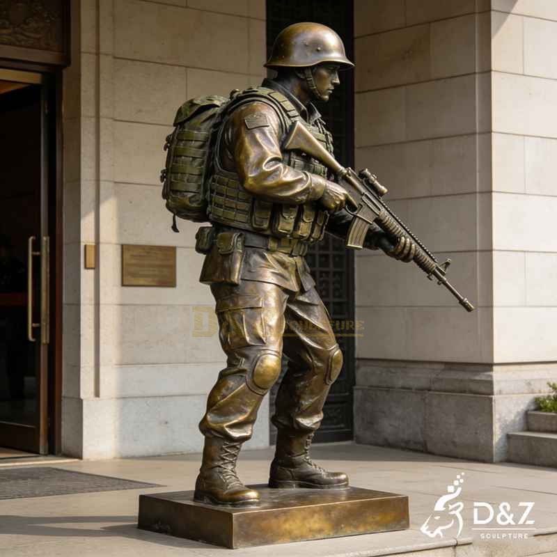 Life Size Outdoor Bronze Standing Soldier Statue for Sale DZJ-292