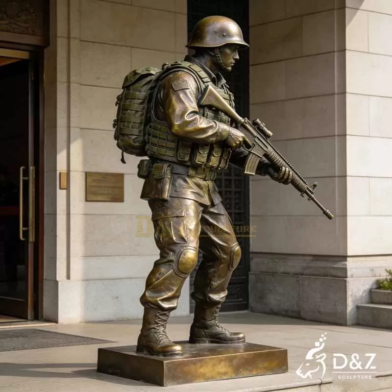 Life Size Outdoor Bronze Standing Soldier Statue for Sale DZJ-292