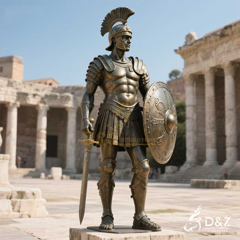 bronze roman soldier statue