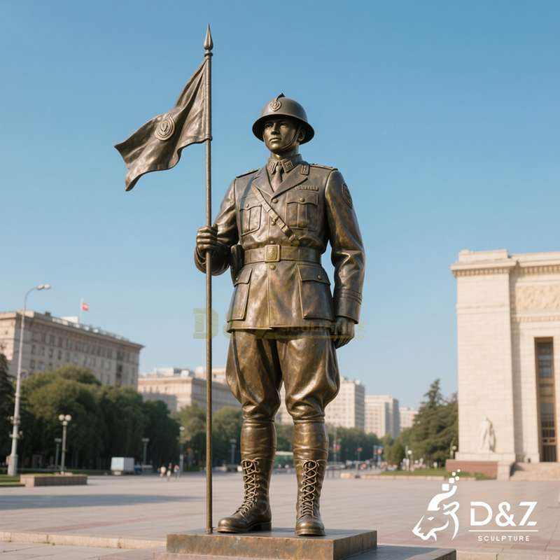 Large Bronze Flag Soldier Statue for Sale DZJ-297