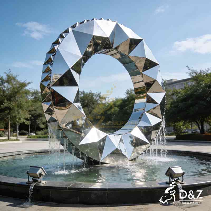 Large Modern Geometric Metal Circular Fountain DZJ-298