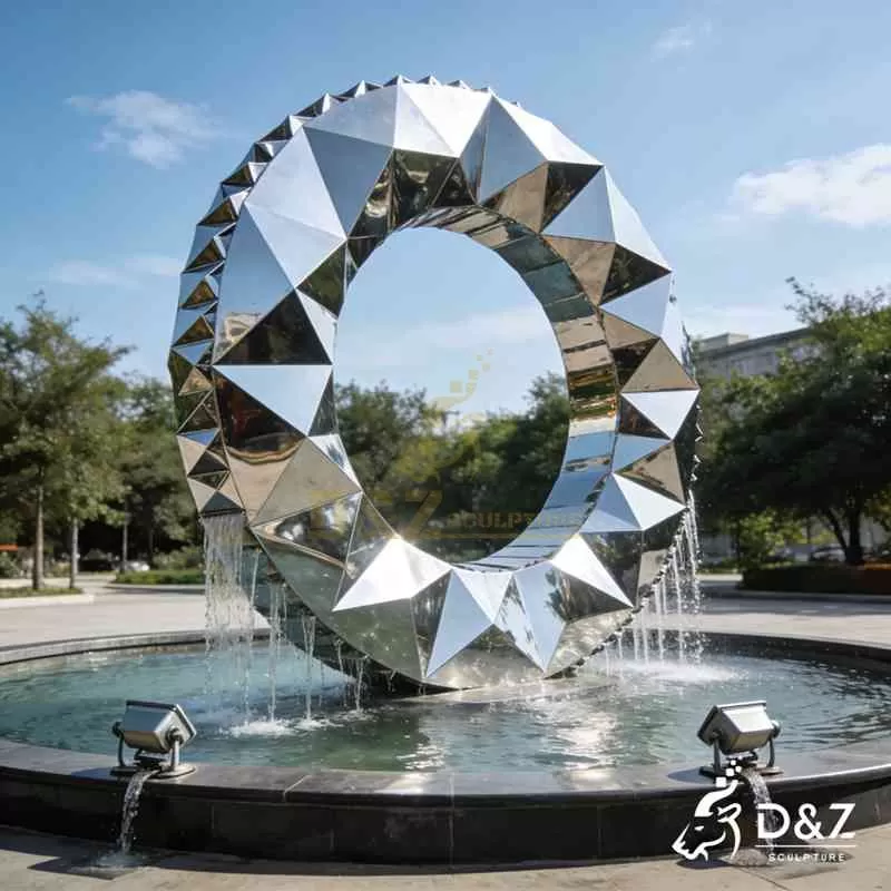Large Modern Geometric Metal Circular Fountain DZJ-298