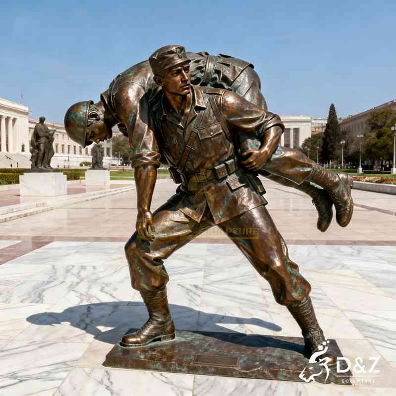 Large Outdoor Bronze Wounded Soldier Statue for Sale DZJ-301