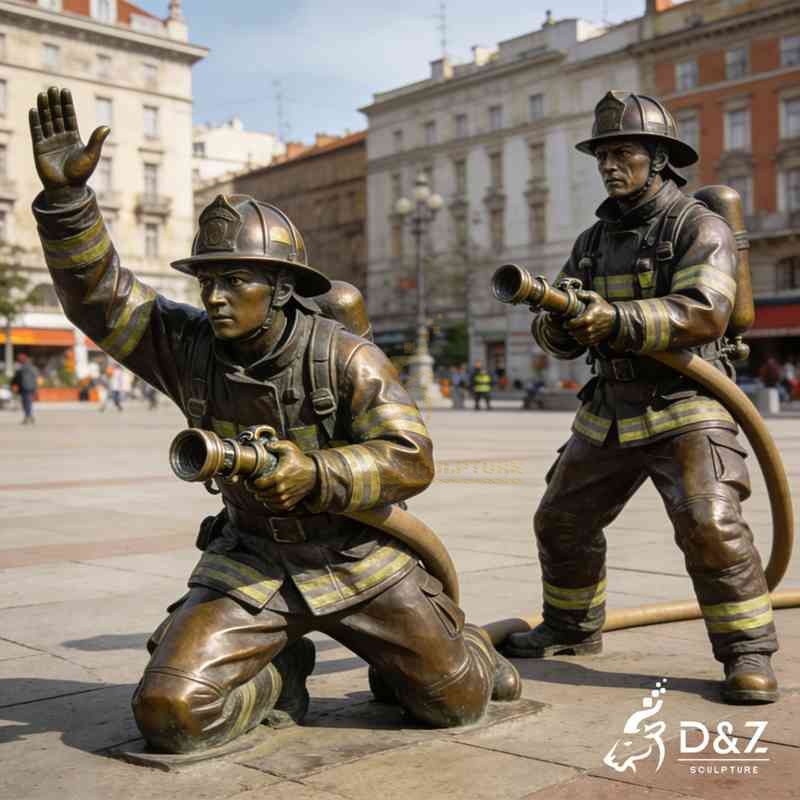 large firefighter statues